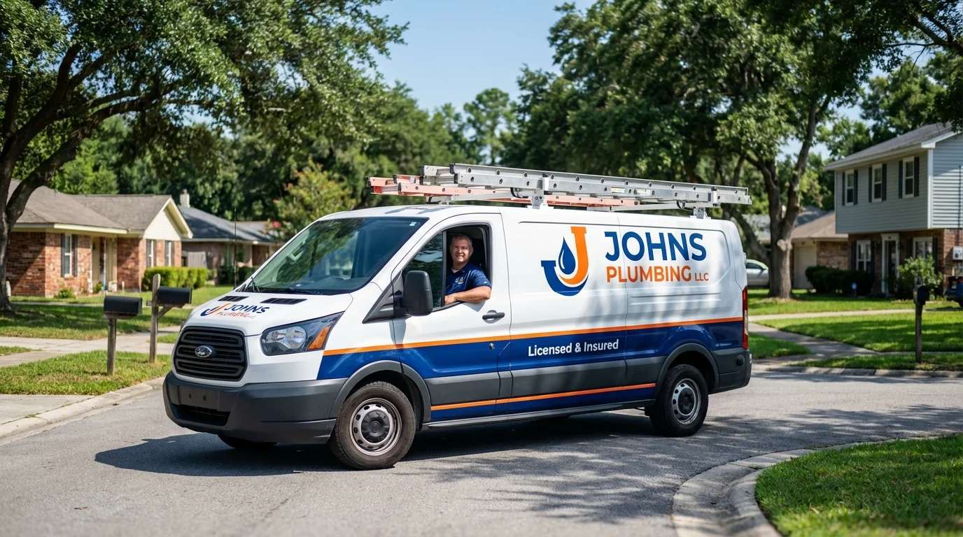 Johns Plumbing LLC service van in North Judson, IN