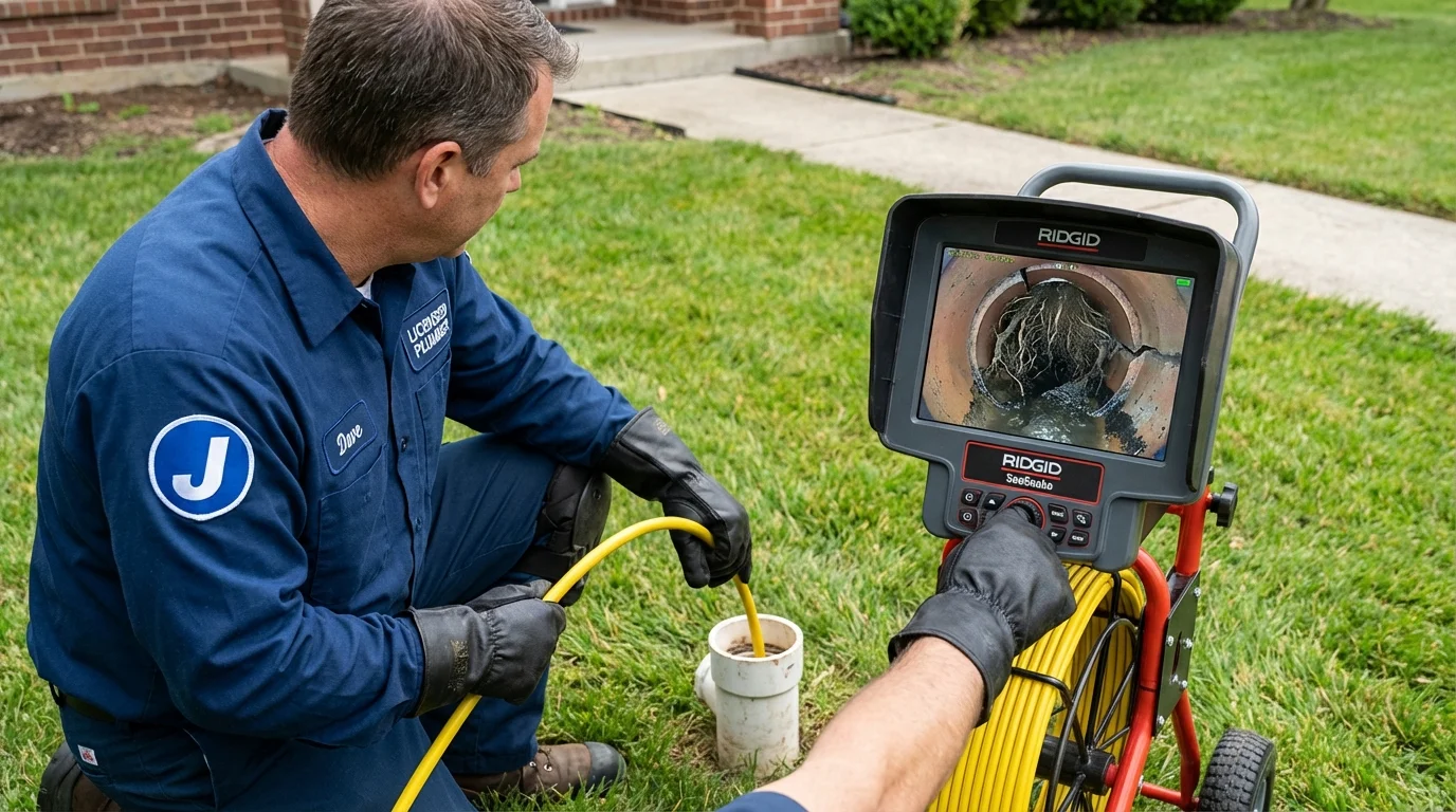 Sewer camera inspection being performed by Johns Plumbing LLC in North Judson