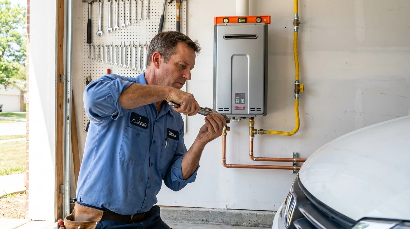 Tankless water heater installation by a Johns Plumbing LLC plumber in North Judson